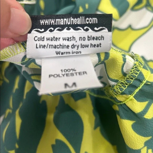 Manuhealii Green and Yellow girls size medium top - Picture 5 of 5